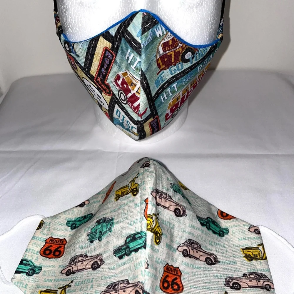 2 Adult Face Masks- Road Trip